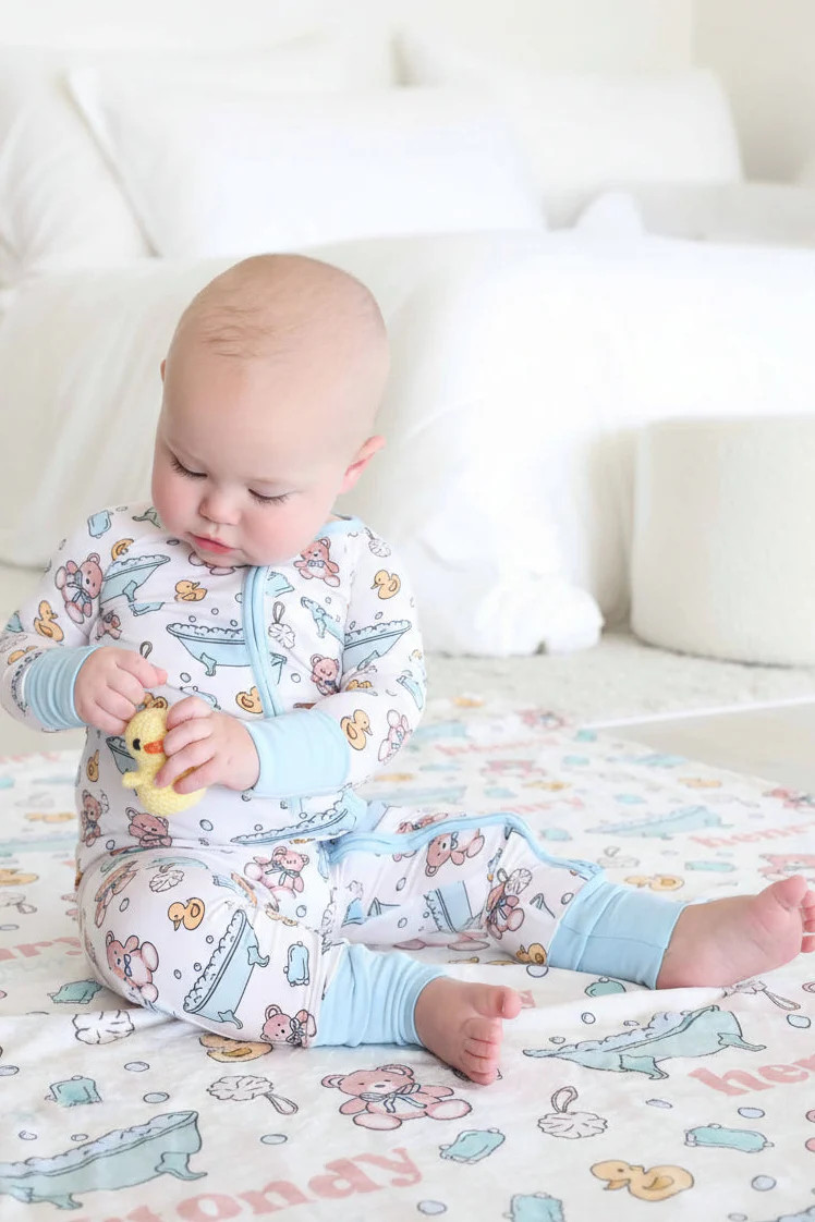 Bathtime Besties Convertible Zip Romper | Blue | Caden Lane