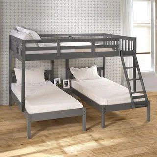 Full over Double Twin Bunk Bed in Dark Grey - Bunk Bed - Standalone Bunk Bed | Bed Bath & Beyond