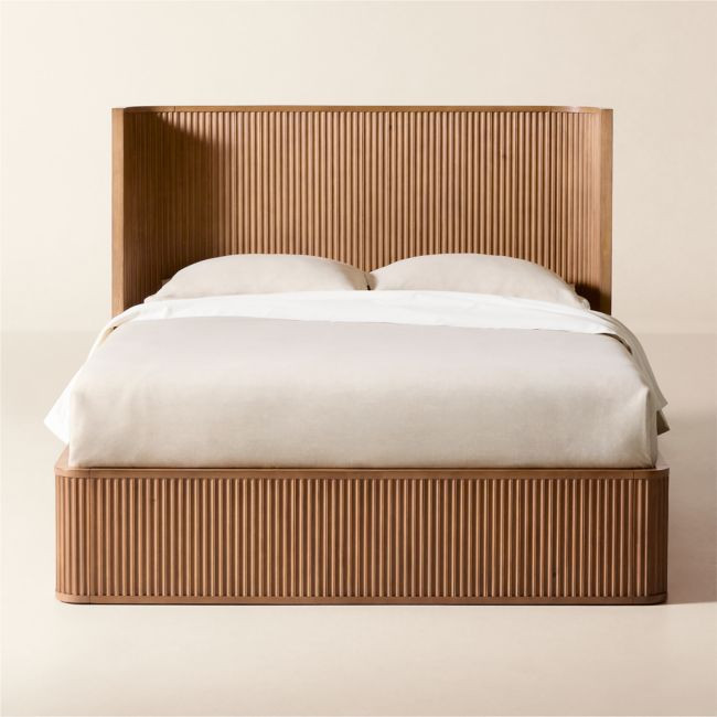 Davison Fluted Wood Queen Bed | CB2