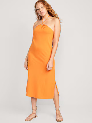 Slub-Knit Halter Midi Shift Dress for Women | Old Navy (US)