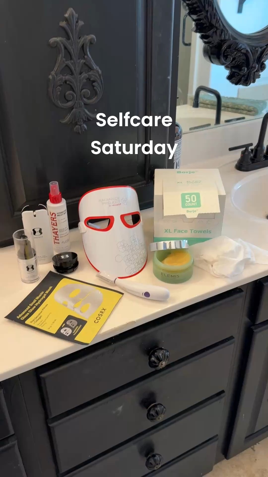 Self-care Saturday

Melanoma Cancer Journey 
10days after 3rd laser treatment 

Products  I am using today

Listing in order of use:

Borge- Xlg face towels larger & thicker
💯 biodegradable, so soft, chemical free

Elemis- Pro Collagen Green Fig cleansing Balm 

Thayers- hydrating milky mist
Oat milk and 7% glycerin 
Touchless 24 hour hydration, instantly dewy skin

Vit c serum 

Michael Todd sonic smooth pro-Dermaplaning microdermabrasion  & Facial hair removal system with led light

Repeat with:
Thayers- hydrating milky mist

Coleen Rothschild- glycolic acid peel pads with blue agave

Cosrx- advanced snail mucin glass Glow Hydrogel Mask 
Snail secretion filtrate + collagen 
For glowing skin, hydration and soothing plus firming 
Goes on white and you wear until transparent 

Use jade roller over mask to help press moisture into face & plus it’s soothing 

Remove mask and let skin breathe for about 5 mins 

Radiance Project by Mirabella LED Facial Mask with infrared 
-Fine Lines & Wrinkles
Blemishes 
Uneven skin tone
7 light treatment choices 
Pamper skin without downtime rechargeable 7-15 min depending on light color

Finishing up with

One skin 
08-01 eye topical supplement-
Essential Eye cream
Around eye area

Then One skins 08-01 Face topical supplement essential moisturizer 

Dime - wonderscreen broad spectrum spf 30

Repeat Thayers - hydrating milky mist

#LTKselfcare #LTKOver40 #LTKBeauty