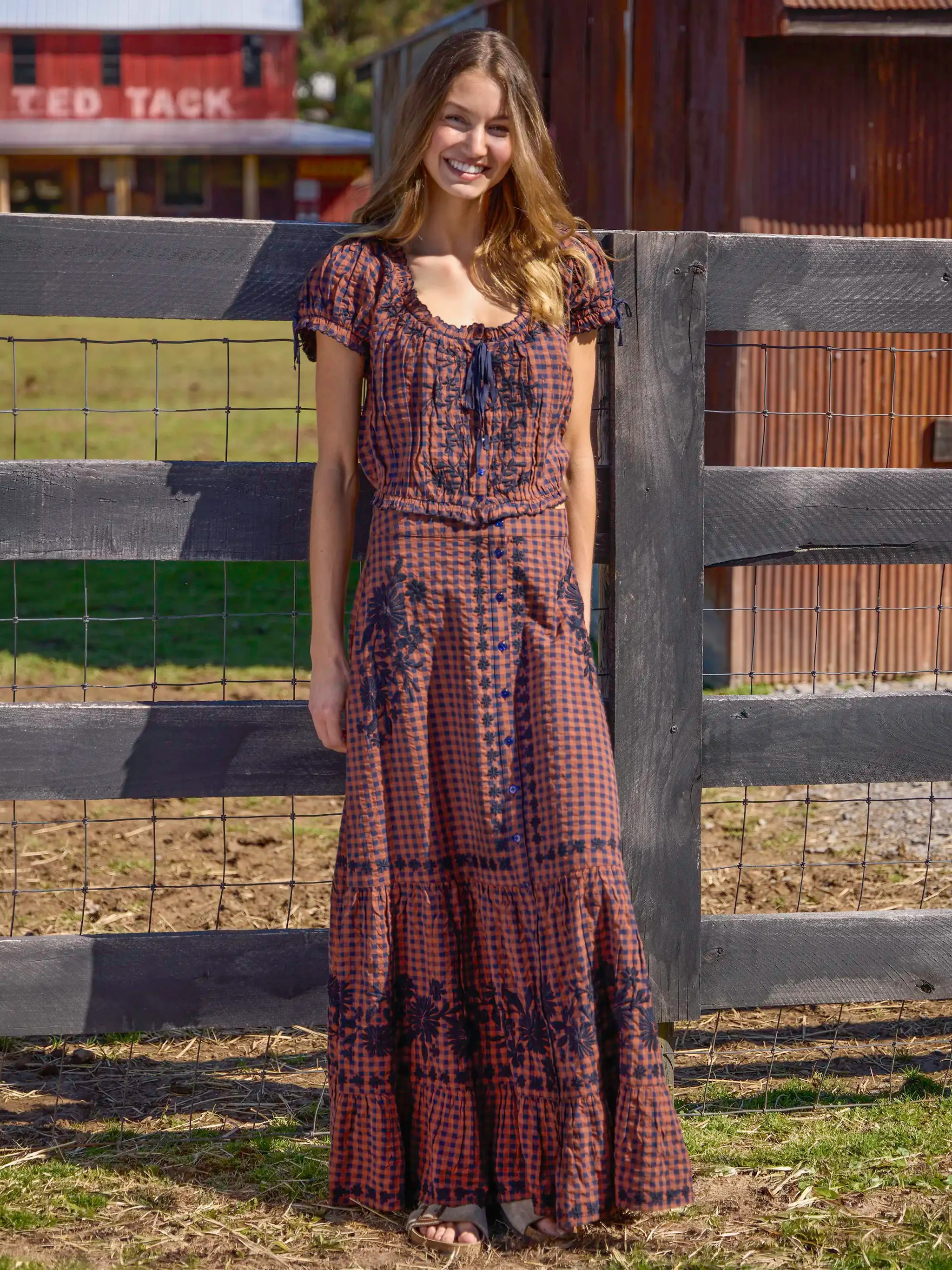 Free Fallin' Embroidered Cotton Maxi Skirt | Natural Life