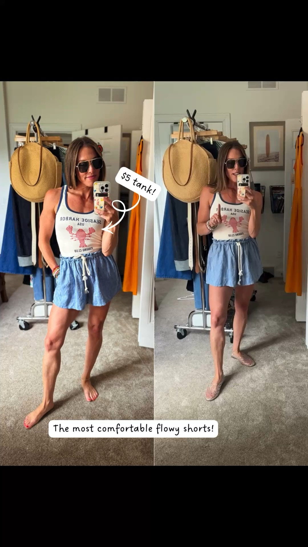 Tank and shorts both Xs.
The shorts fit a bit large, but size down if in between