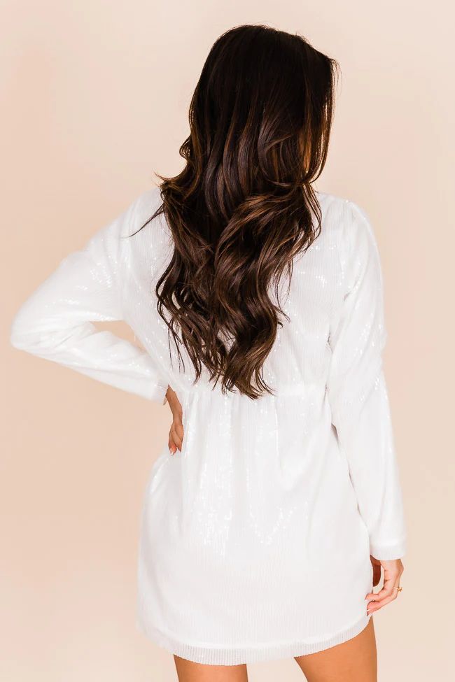 Lavender Haze White Sequin Wrap Skirt Mini Dress | Pink Lily