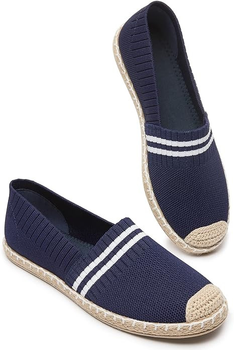 BABUDOG Womens Espadrilles Breathable Flats Shoes Mesh Slip on Loafers Soft White Flats | Amazon (US)