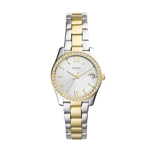 Fossil Women's Watch, Scarlette Quartz Stainless Steel Three-Hand Watch for Women, Color: Gold/Silver (Model: ES4319) | Amazon (US)
