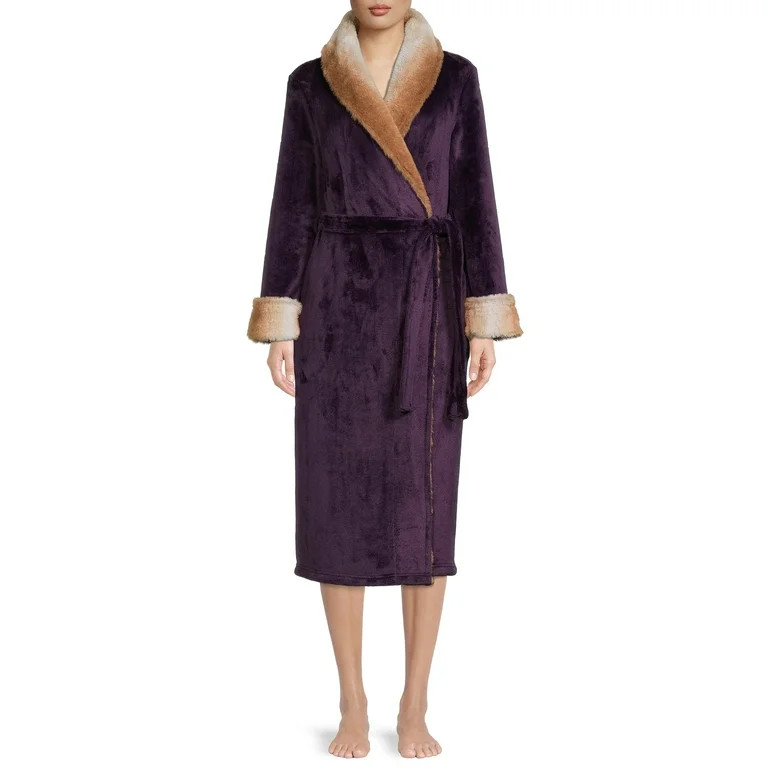 Secret Treasures Women’s and Women’s Plus Super Faux Mink Robe | Walmart (US)