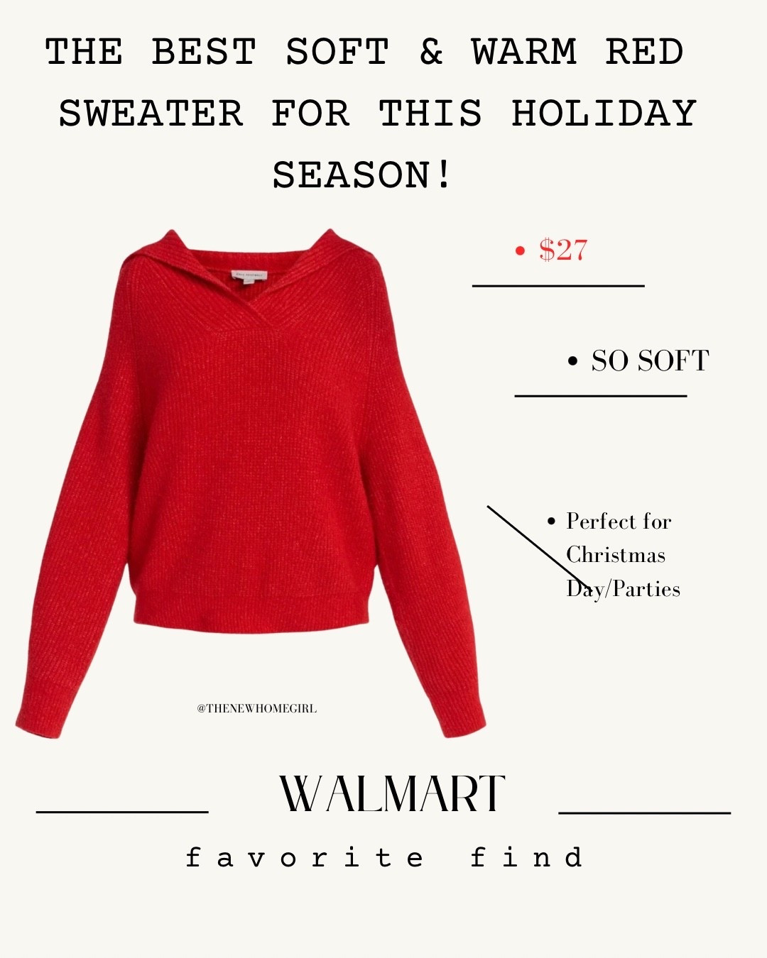 Simple, cozy, red holiday sweater from Walmart. Affordable and so soft and flattering. 

#LTKActive #LTKHoliday #LTKGiftGuide