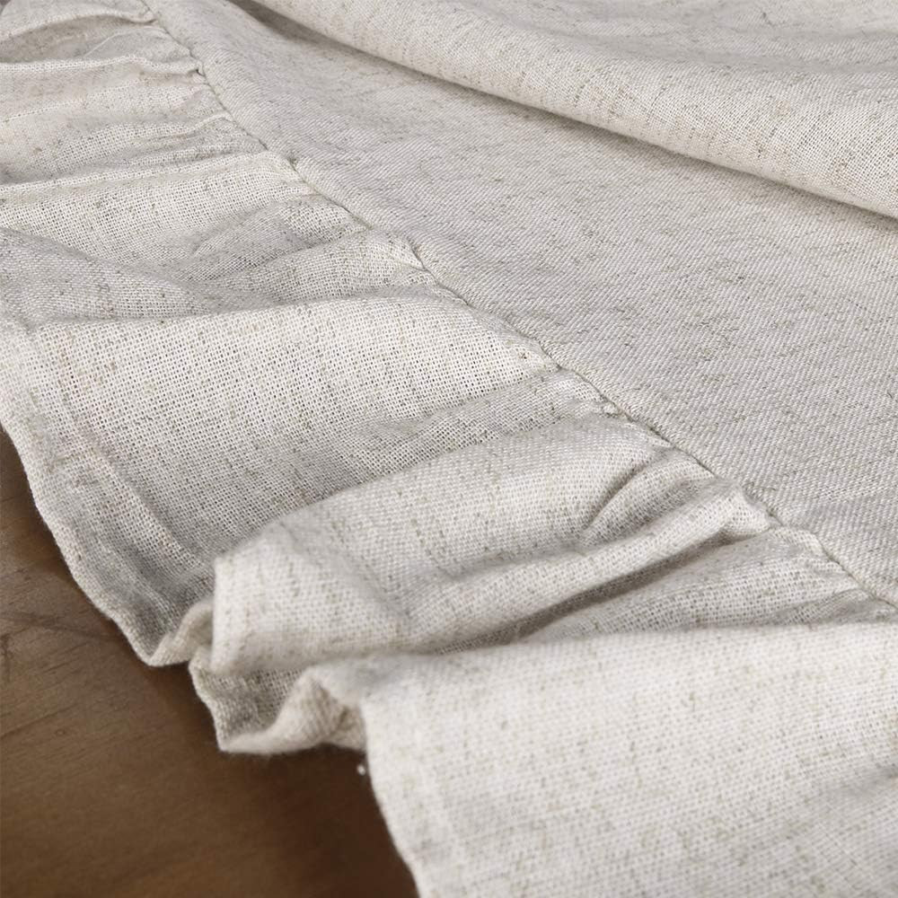 Lahome Rustic Ruffled Linen Tablecloth - Cotton Linen Vintage Flounces Trim Table Cover for Boho ... | Amazon (US)