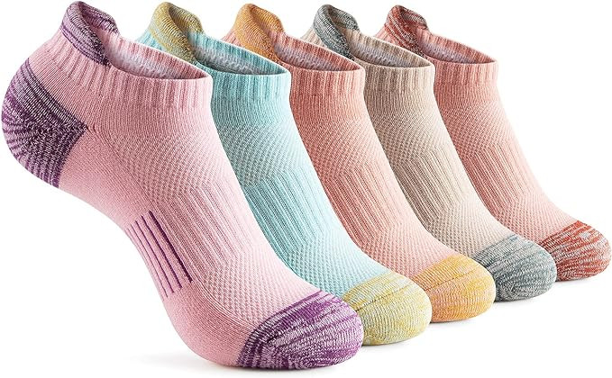 Gonii Ankle Socks Womens Running Athletic No Show Socks Cushioned 5-Pairs | Amazon (US)