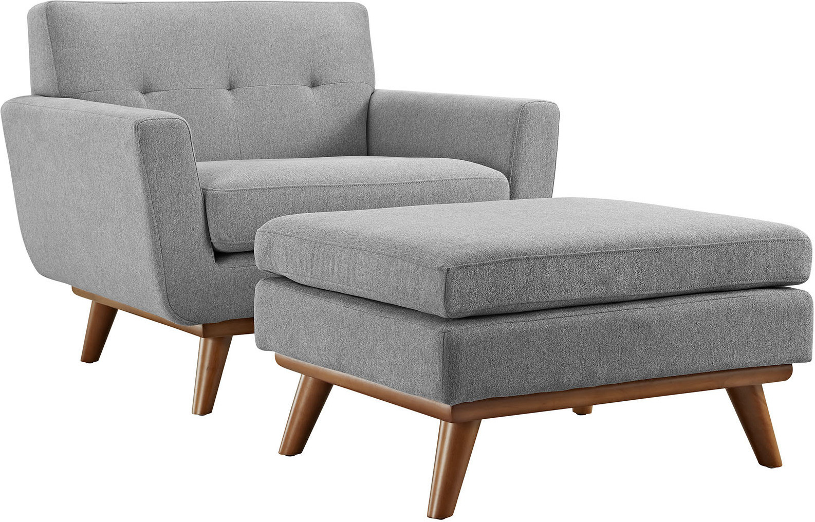 Engage Gray 2 Piece Arm Chair and Ottoman In Light Gray | 1stopbedrooms