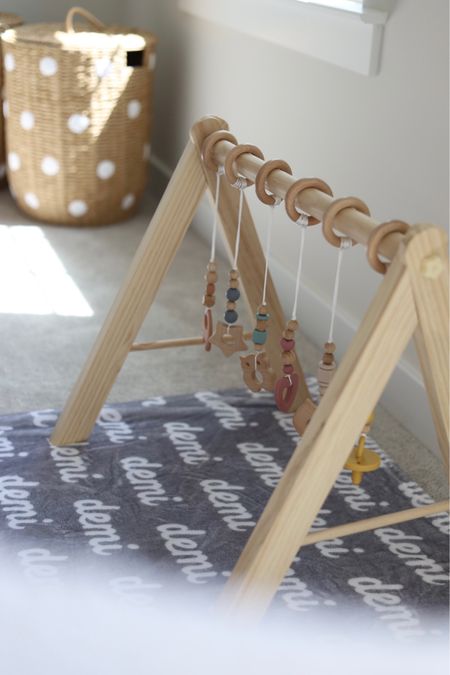 Amazon wooden play gym for baby and personalized baby name blanket  