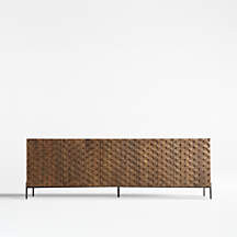 Raffael Carved Wood Media Console/TV Stand with Storage + Reviews | Crate & Barrel | Crate & Barrel