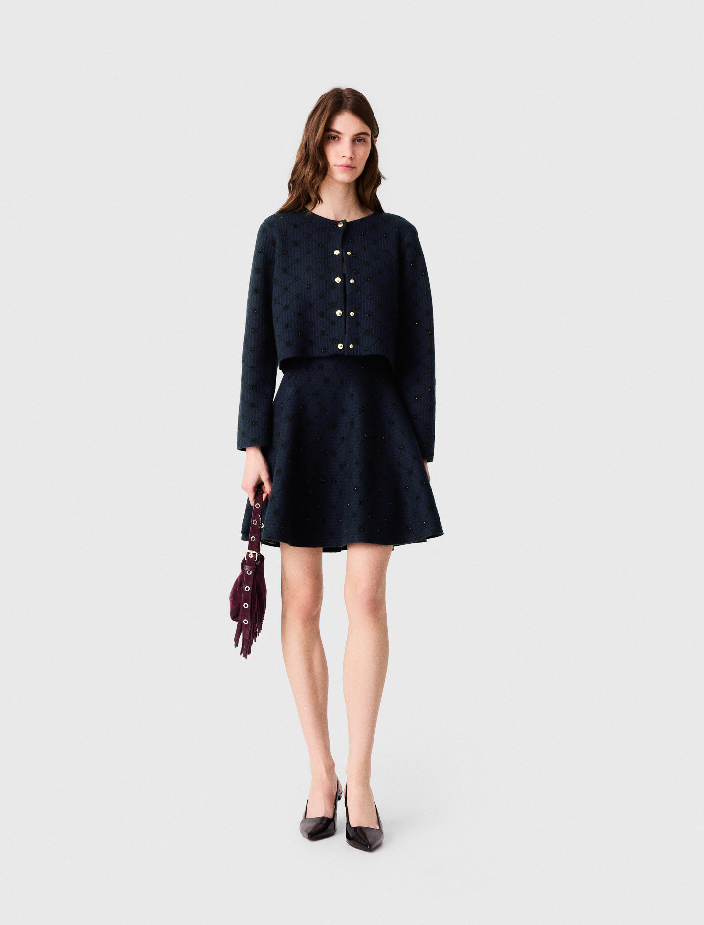 Jacquard cardigan with sequins | Maje US