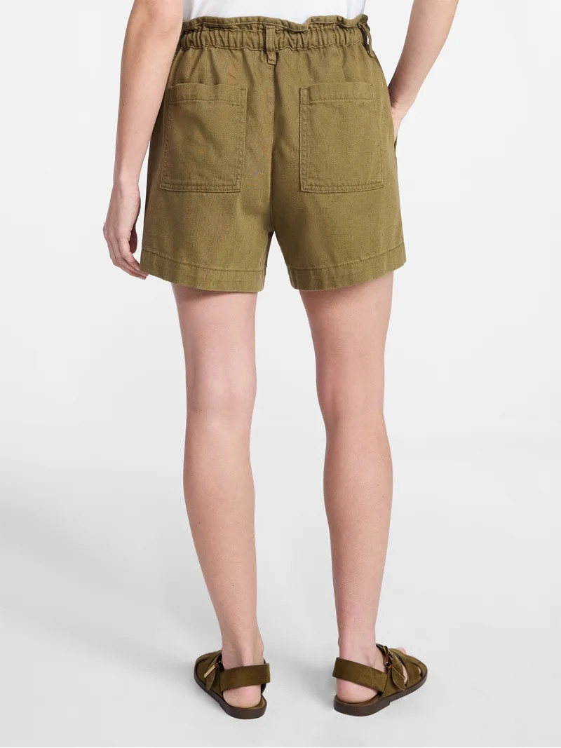 Time and Tru Women's Drapey Twill Utility Shorts, 4" Inseam, Sizes XS-XXXL | Walmart (US)