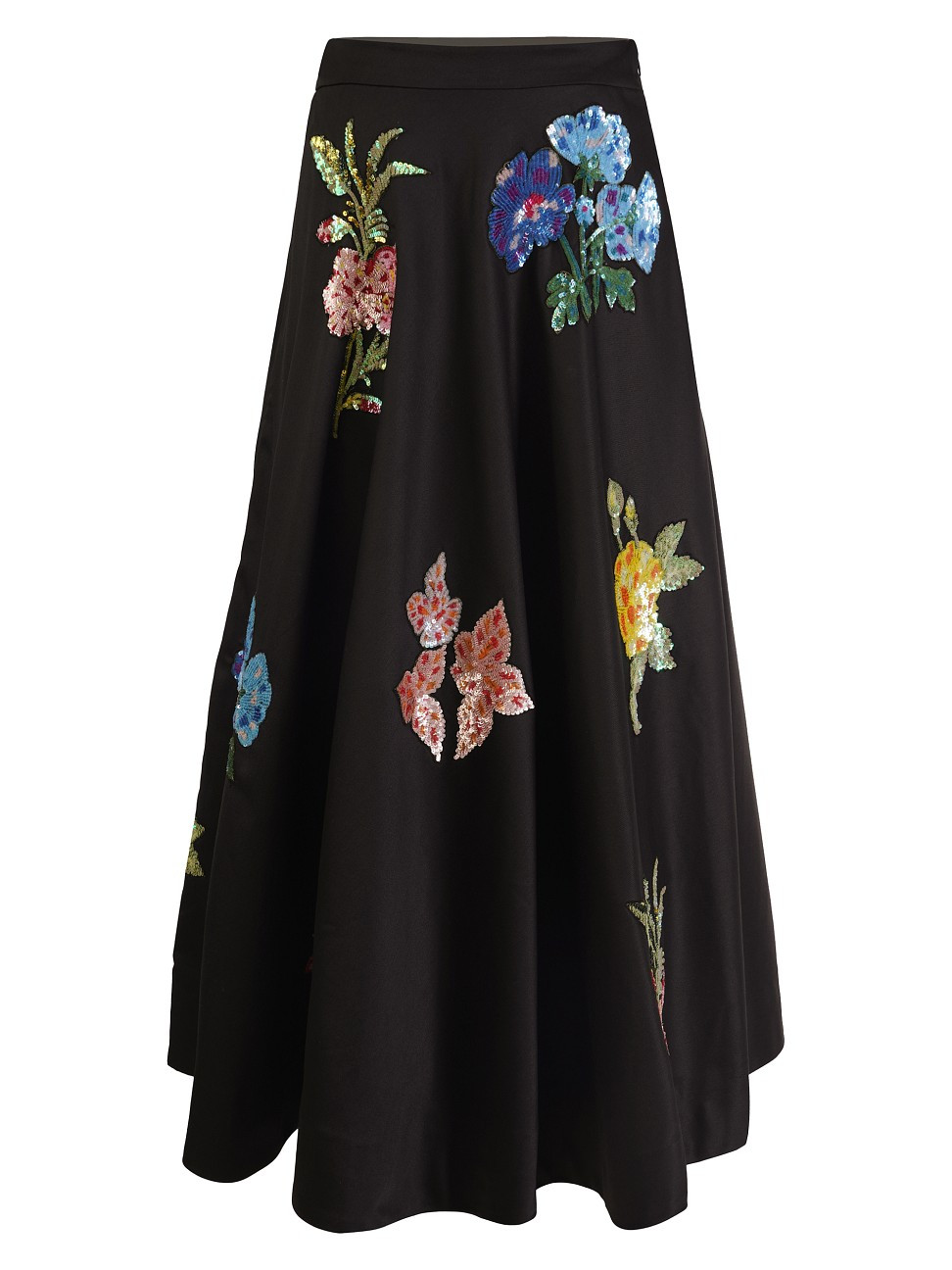 Women's Sequined Floral A-Line Midi-Skirt - Black - Size Medium | Saks Fifth Avenue