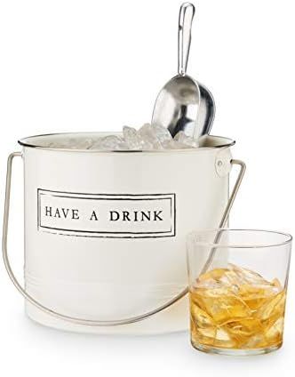 Twine 7859-"Have A Drink Ice Bucket and Scoop Bottle Tubs & Buckets, 1 gallon, Cream | Amazon (US)
