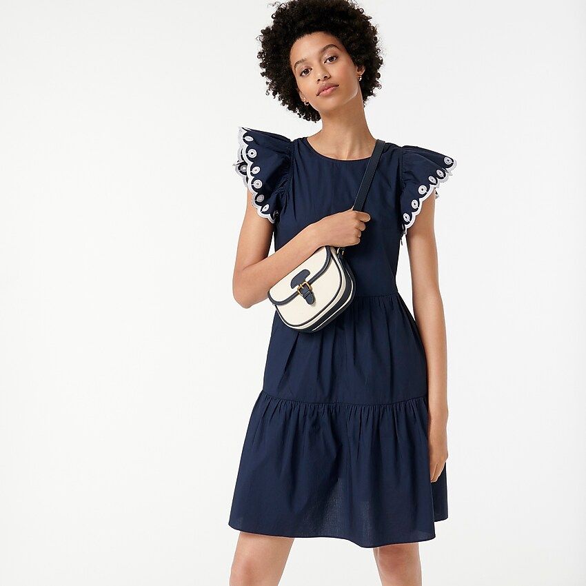 Tiered embroidered ruffle-sleeve dress | J.Crew US