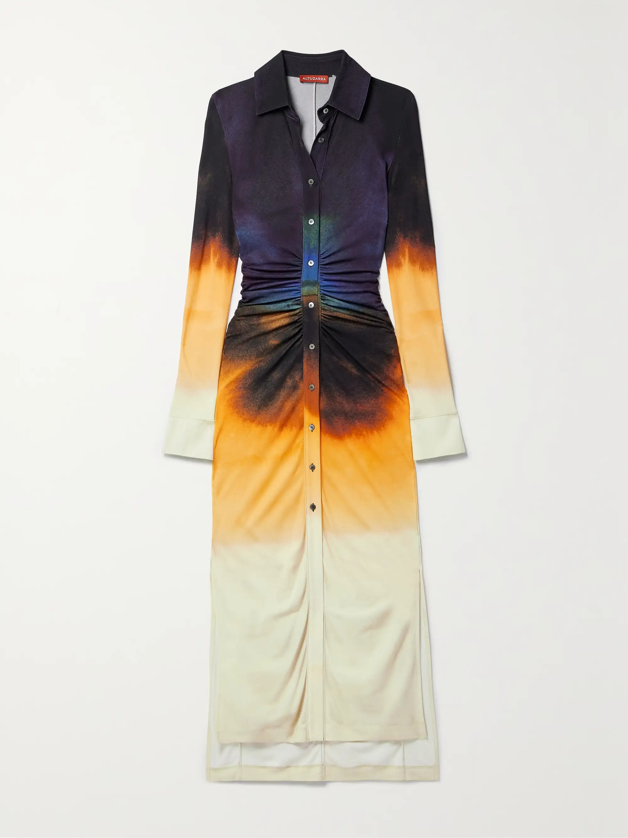 Claudia ruched tie-dyed jersey maxi shirt dress | NET-A-PORTER APAC