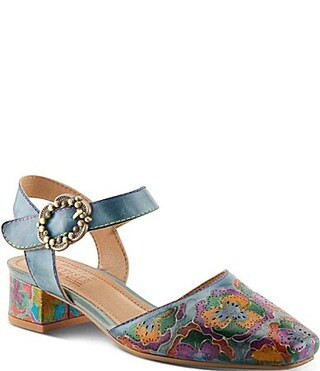 L'ARTISTE Funferbiz Floral Painted Leather Ankle Strap Pumps - 35(5) | Dillard's