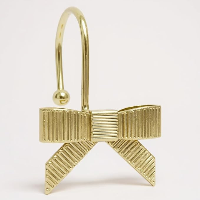 12PCS Decorative Bow Shower Curtain Hooks Gold, Bow Knot Curtain Hooks Shower Rings for Bathroom ... | Amazon (US)