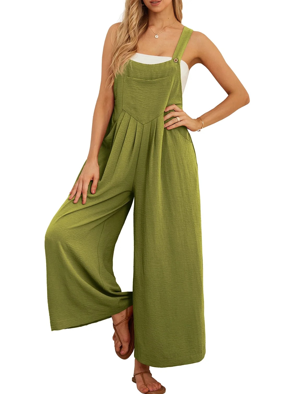 Cueply Women's Overalls Jumpsuits Casual Loose Adjustable Straps Wide Leg Long Pant with Pockets | Walmart (US)