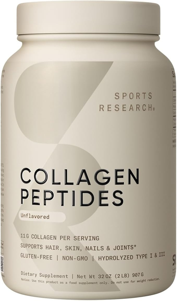 Sports Research Collagen Peptides - Hydrolyzed Type 1 & 3 Collagen Powder Protein Supplement for ... | Amazon (US)