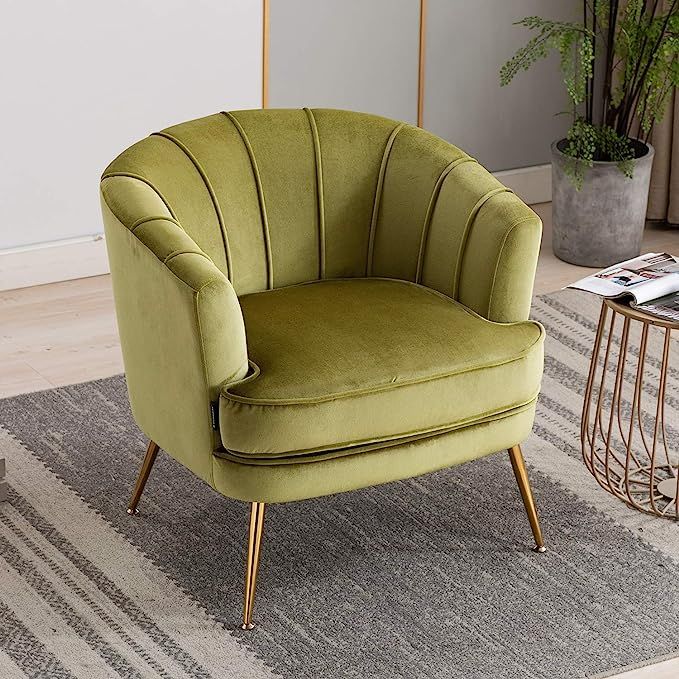 Artechworks Modern Velvet Barrel Chair Accent Armchair with Golden Legs for Living Room Bedroom H... | Amazon (US)