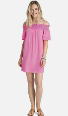 VINEYARD VINES Garment Dyed Madison Off The Shoulder Malibu Pink Dress (Size XXS | eBay US