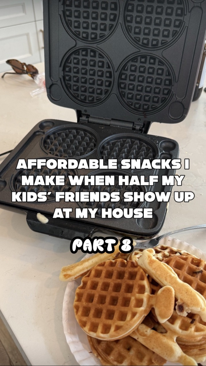 Affordable. Feeds the masses. Most kids like them 🧇 

SO. FREAKING. EASY. 

Toppings. No toppings. However you want! Make them for a kid crowd OR meal prep them for your kids to grab on school mornings! So many ways to do it. 

If you want that snazzy 4 maker waffle maker comment “SHREK” (since that’s where  best waffle movie quote comes from)  and I’ll send it to ya!