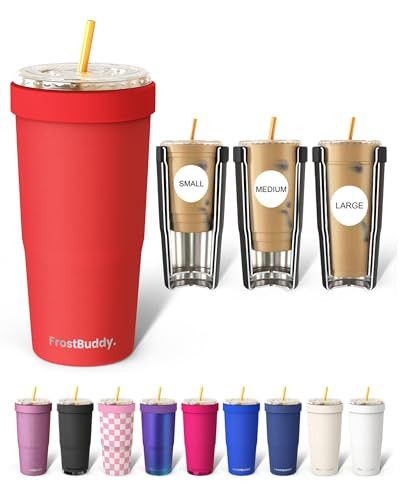 Frost Buddy Togo Buddy | 30 oz Stainless Steel Vacuum Insulated Tumbler | To Go Coffee Cup – Iced Coffee Cups, Iced Coffee Sleeve, Travel Mug, Thermal Cup for Hot & Cold Drinks, Dunkin Cup (Red) | Amazon (US)