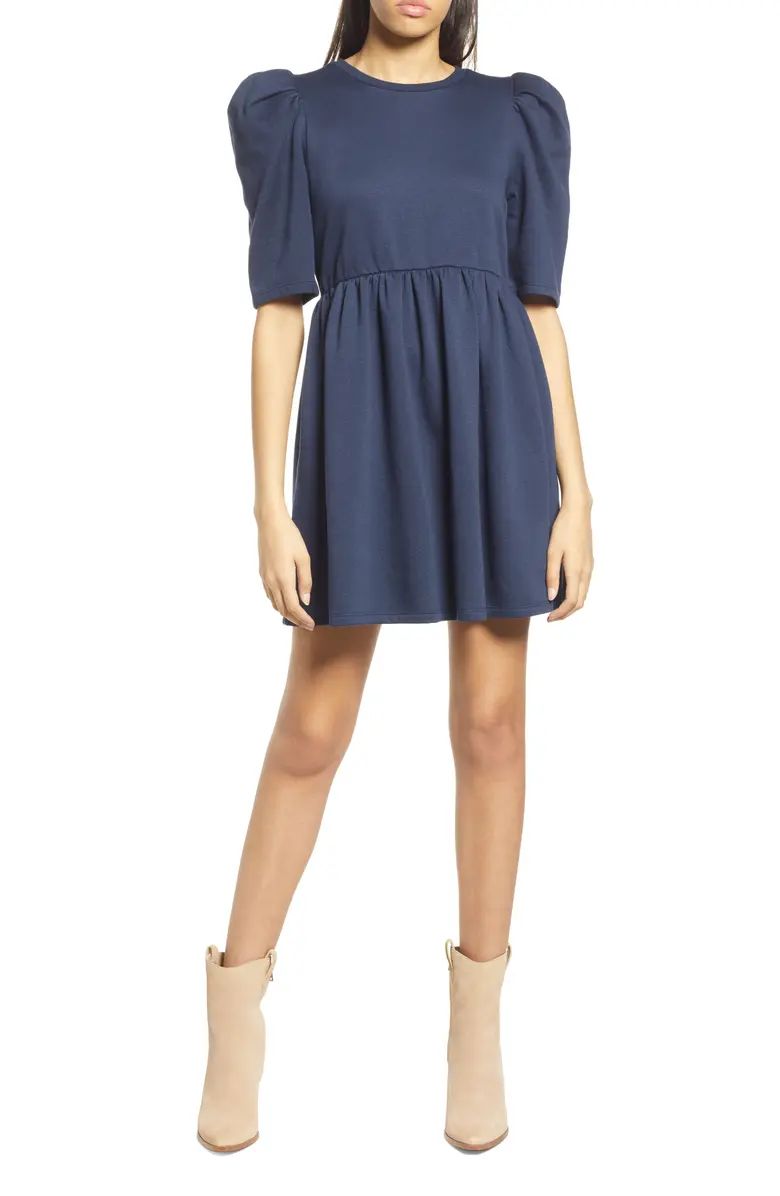 Puff Sleeve Organic Cotton & Recycled Polyester Minidress | Nordstrom