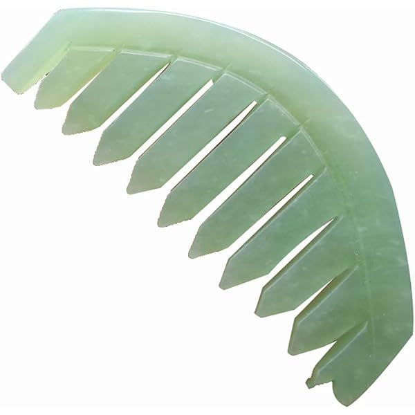 Leosense Natural Jade Massage Comb, Hand Made Anti-Static Hair Beard Wide Tooth Comb for Head Scalp  | Amazon (US)