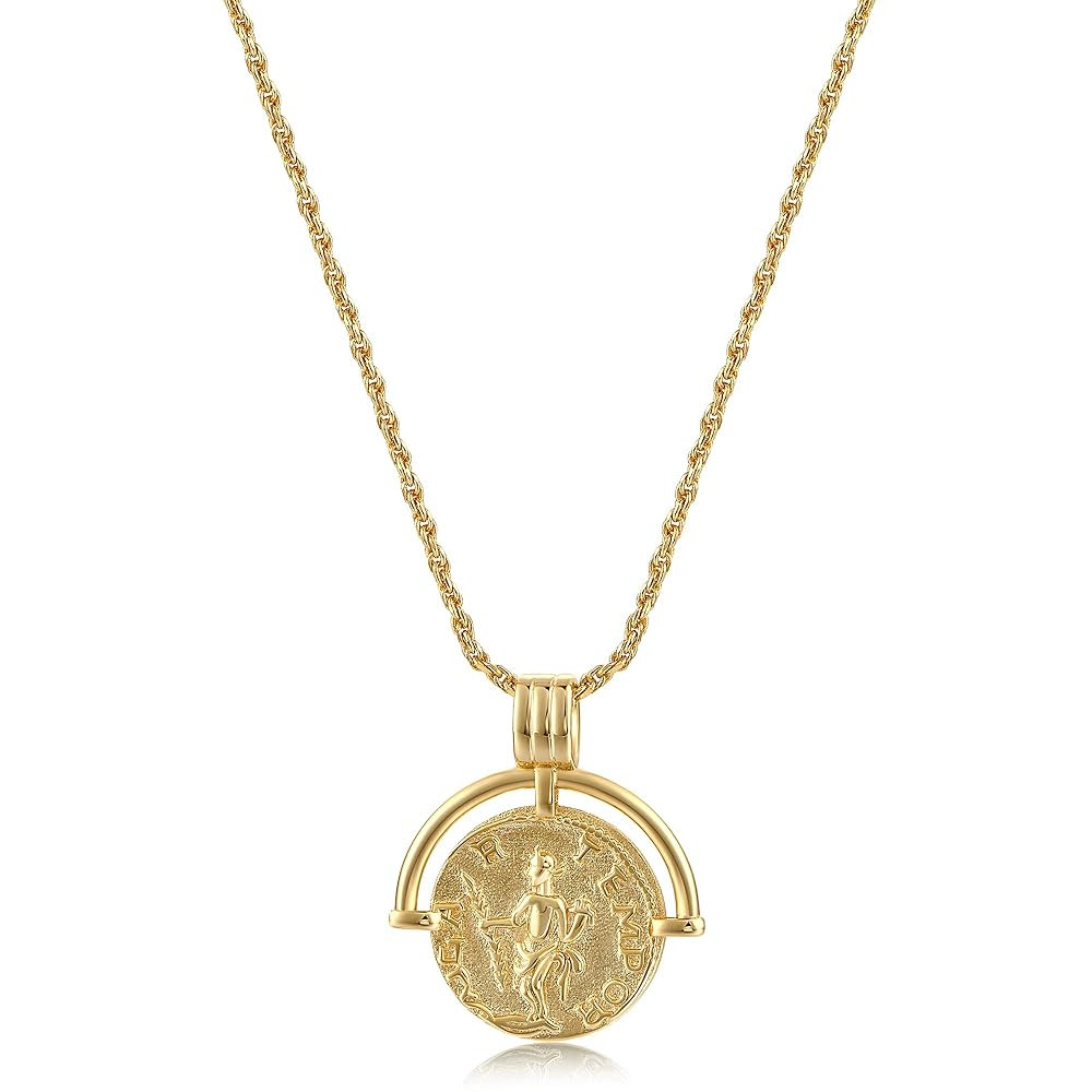 Dainty Layered Choker Necklace 18k gold Plated Y Pendant Commemorative coin Necklace Multilayer B... | Amazon (US)