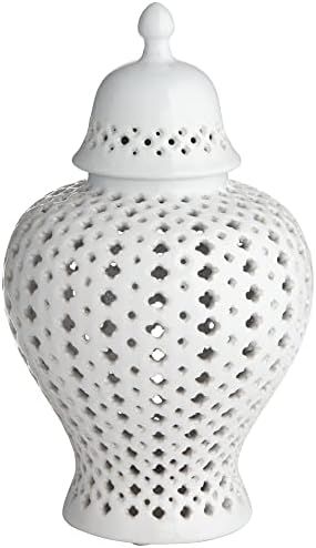 Dahlia Studios Auten 10 1/2" High Glossy White Stoneware Urn Jar with Lid | Amazon (US)
