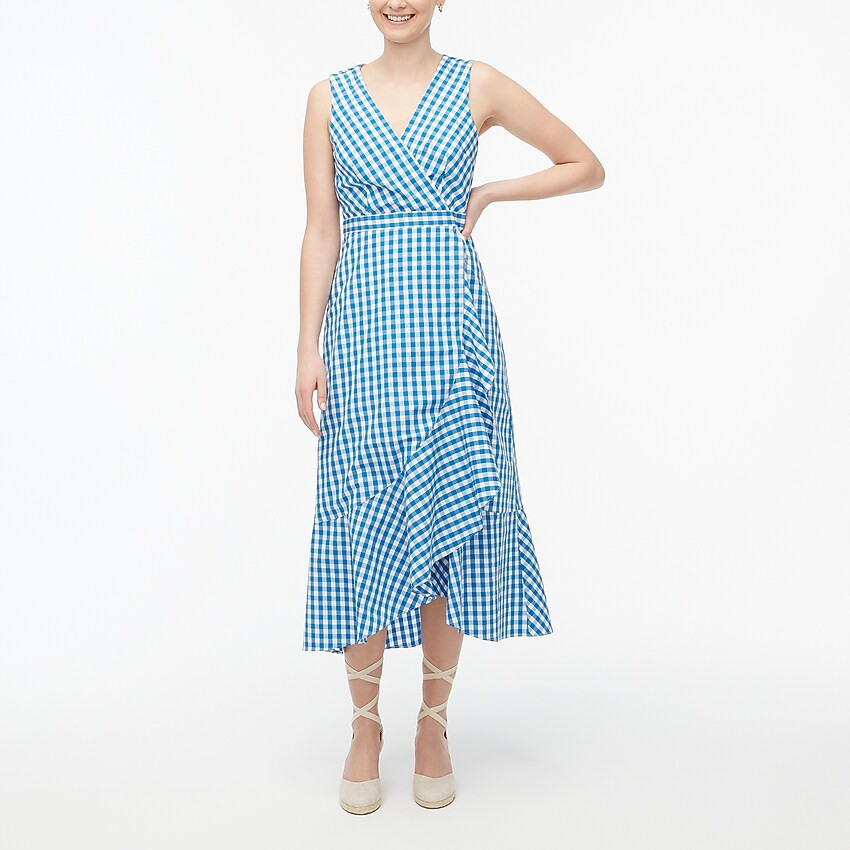 V-neck ruffle wrap maxi dress in cotton poplin | J.Crew Factory