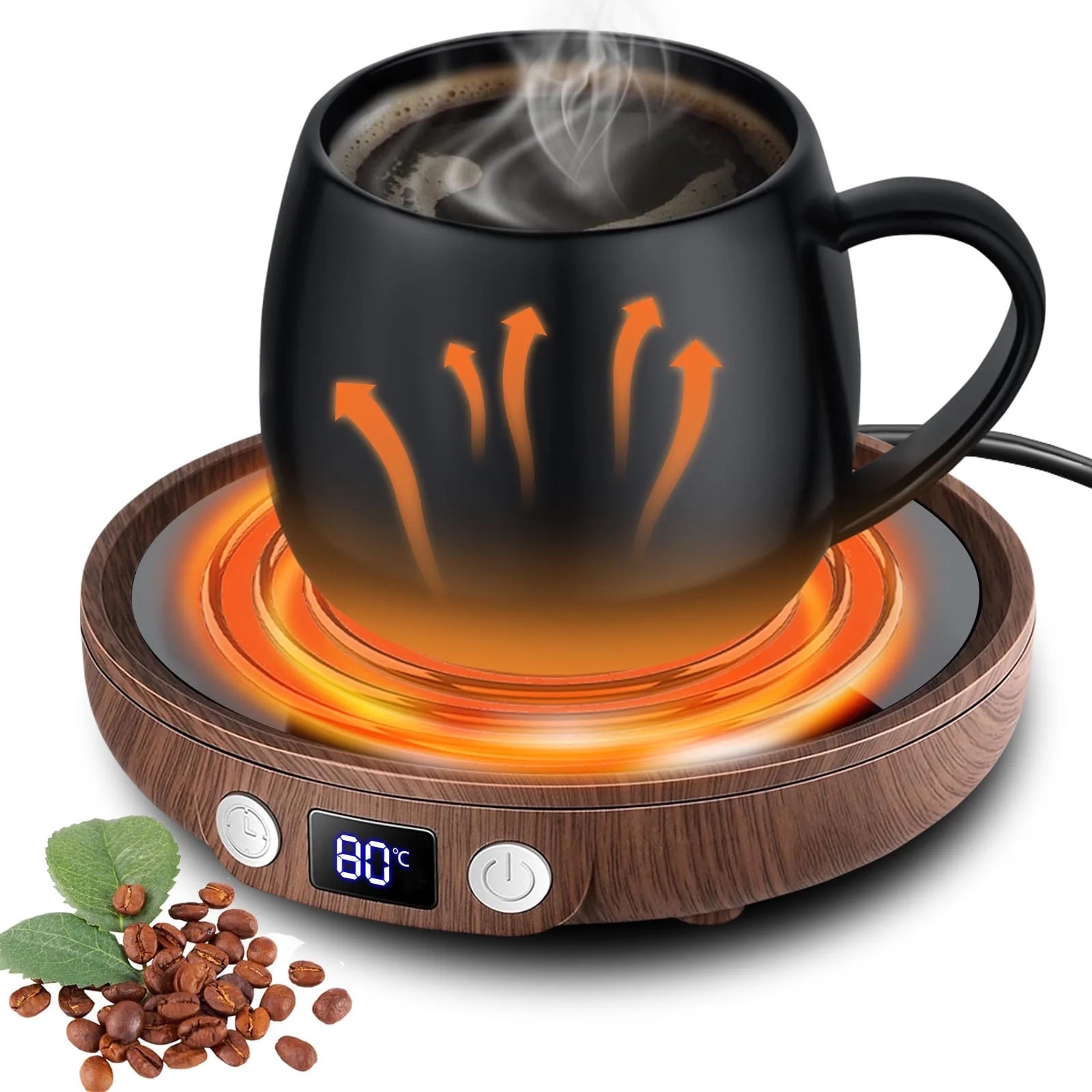 Woodgrain Mug Warmer, 3-Temp & Auto Shut-Off, 2-12H Timer, 130°F/150°F/176°F, Office Desk Cup ... | Walmart (US)