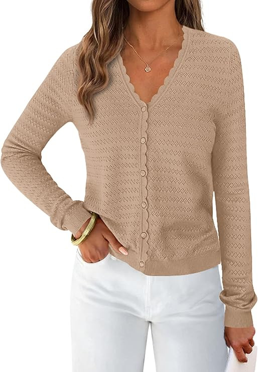 PRETTYGARDEN Lightweight Cardigans for Women Trendy 2025 Cozy Fall Fashion Long Sleeve Button V N... | Amazon (US)