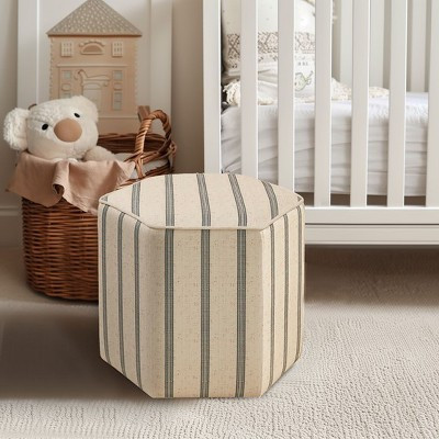 GDFStudio Ellen Farmhouse Hexagonal Printed Stripe Upholstered Ottoman, Natural | Target