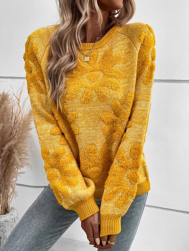 Floral Pattern Raglan Sleeve Sweater | SHEIN