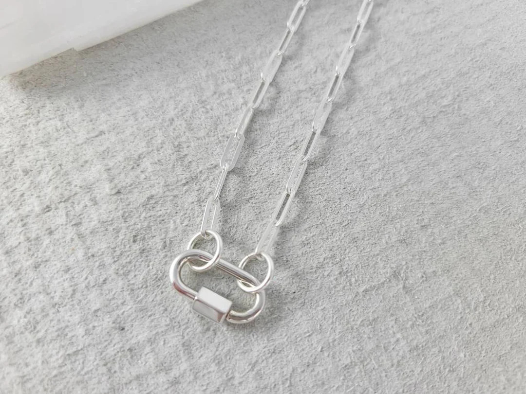 Mini Carabiner Necklace // Screw Necklace // Lock Necklace - Etsy | Etsy (US)