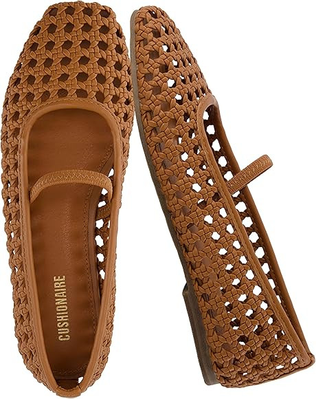 CUSHIONAIRE Weavy Squared Toe Woven Ballet Flats Shoes for Women with Memory Foam | Comfortable M... | Amazon (US)
