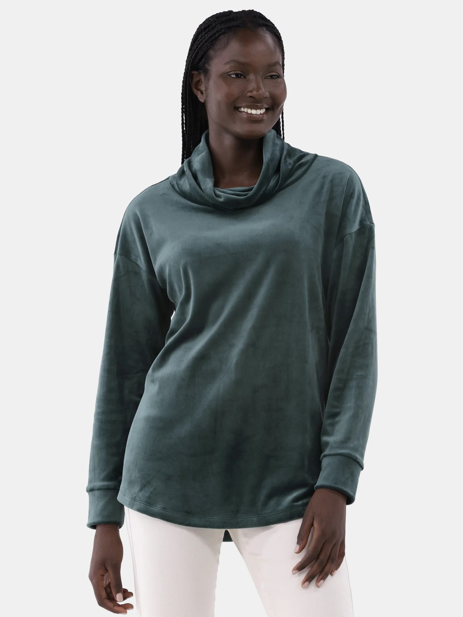 Time and Tru Women's Cozy Cowl Neck Top with Long Sleeves, Sizes XS-XXXL | Walmart (US)
