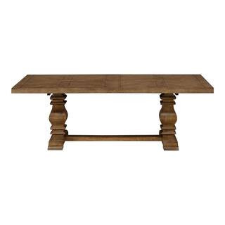 Home Decorators Collection Eldridge 55 in. Haze Brown Rectangle Wood Top Coffee Table with Pedest... | The Home Depot