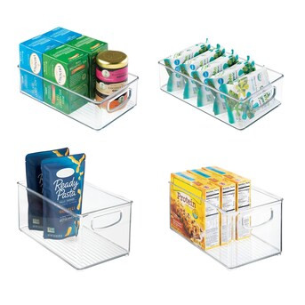 iDesign + The Spruce  4-Pack Kitchen Binz 6-in W x 5-in H x 10-in D Clear Plastic Stackable Bin | Lowe's