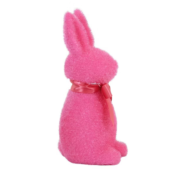 Easter 6.0" Flocked Button Nose Rabbit Blue Spring Decoration Bunny Fuzzy  - | Target