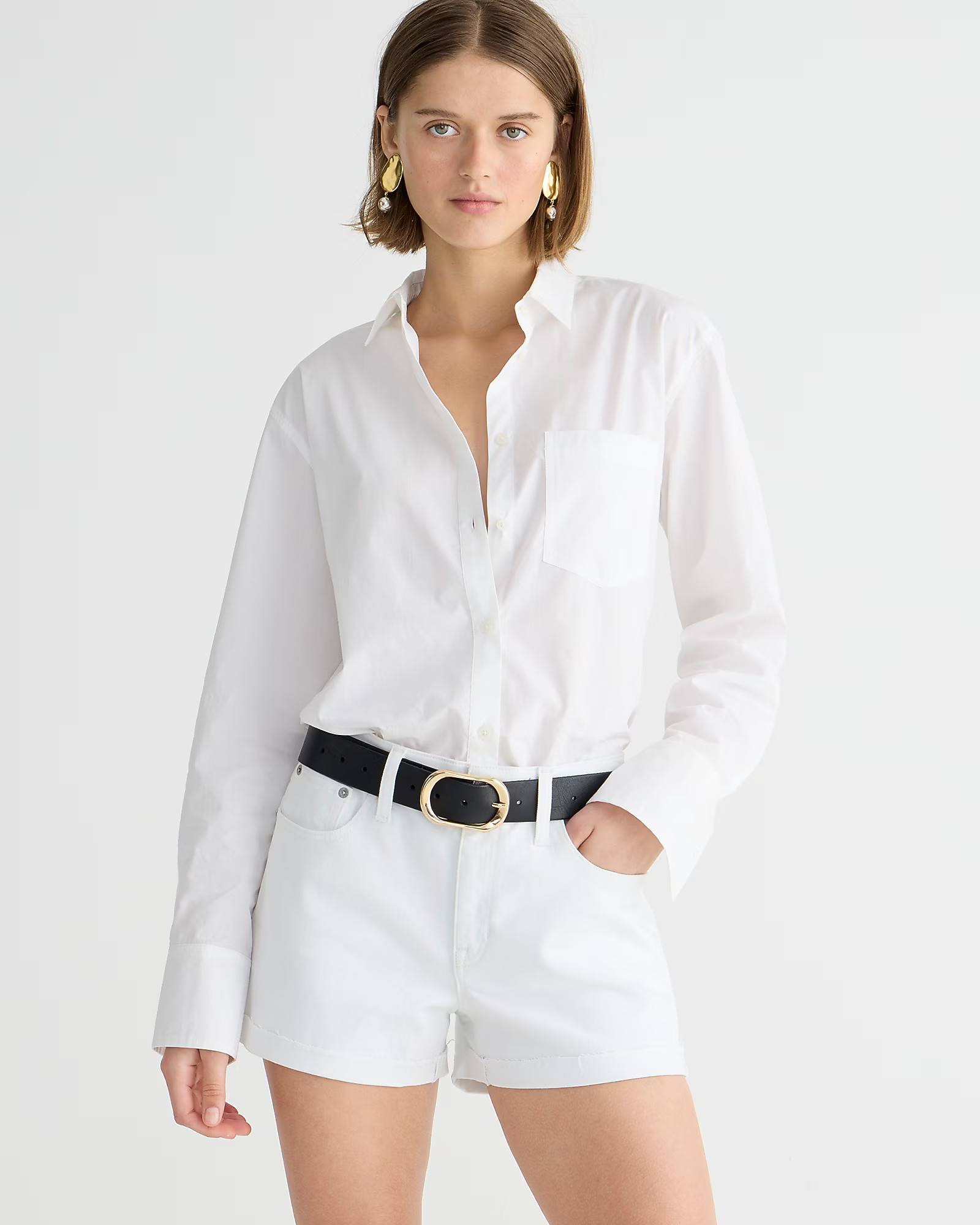 Mid-rise denim short in white | J. Crew US