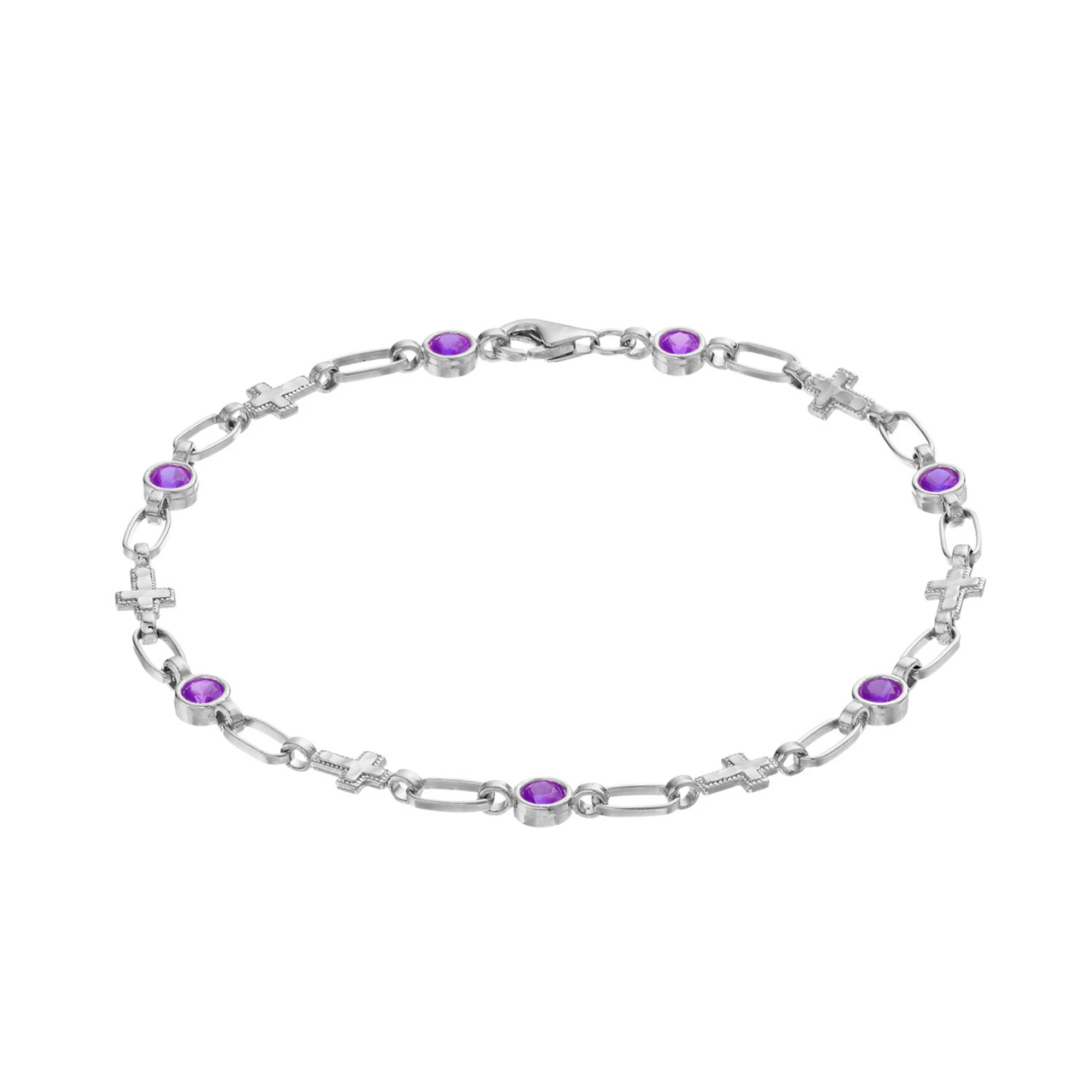 Kristen Kesho Sterling Silver Lab-Created Amethyst Cross Link Bracelet | Kohl's