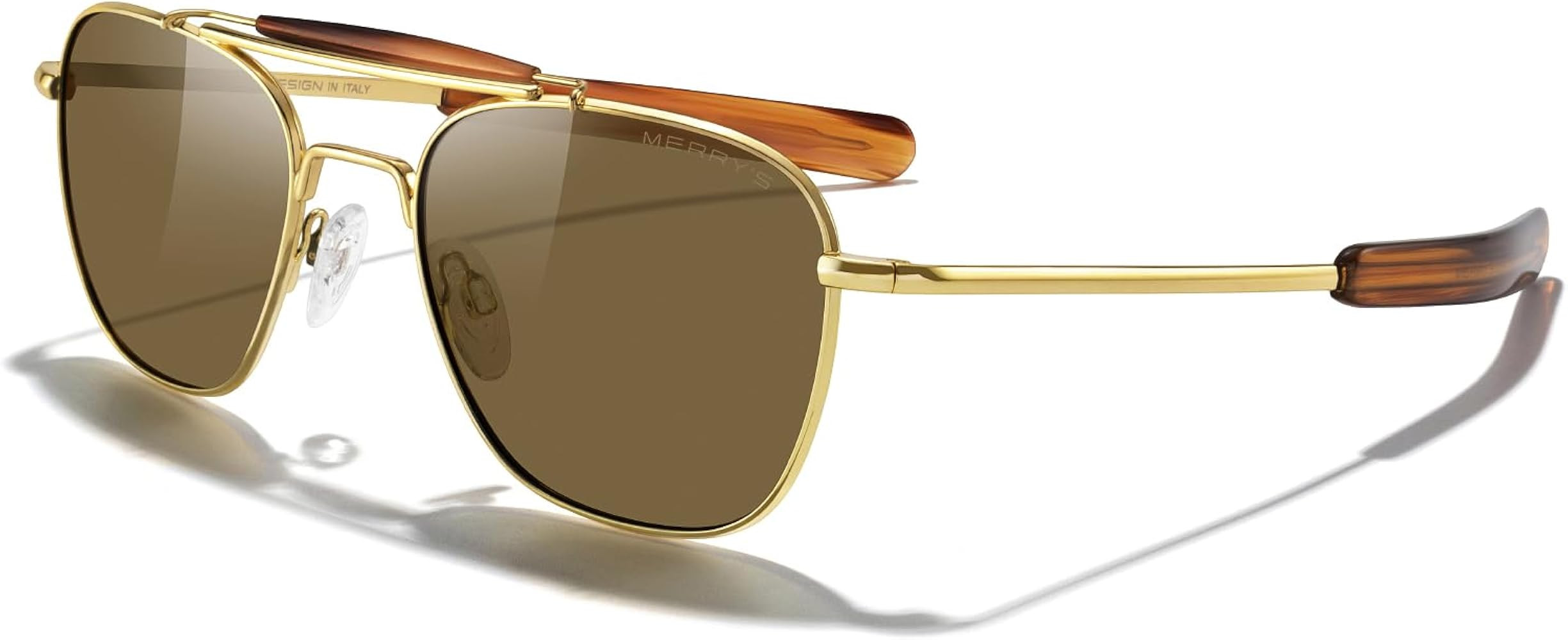 MERRY'S Classic Square Aviator II Military Polarized Sunglasses for Men or Women S8637 | Amazon (US)
