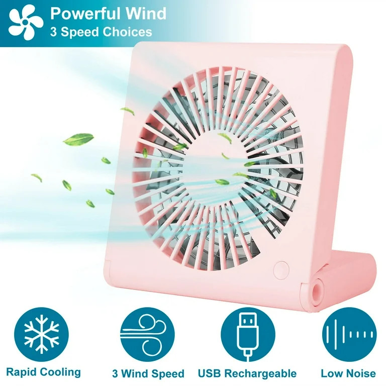 NewHome Mini Electric Desk Fan USB Rechargeable Low Noise Fan 3 Speed Adjustment Battery Operated... | Walmart (US)